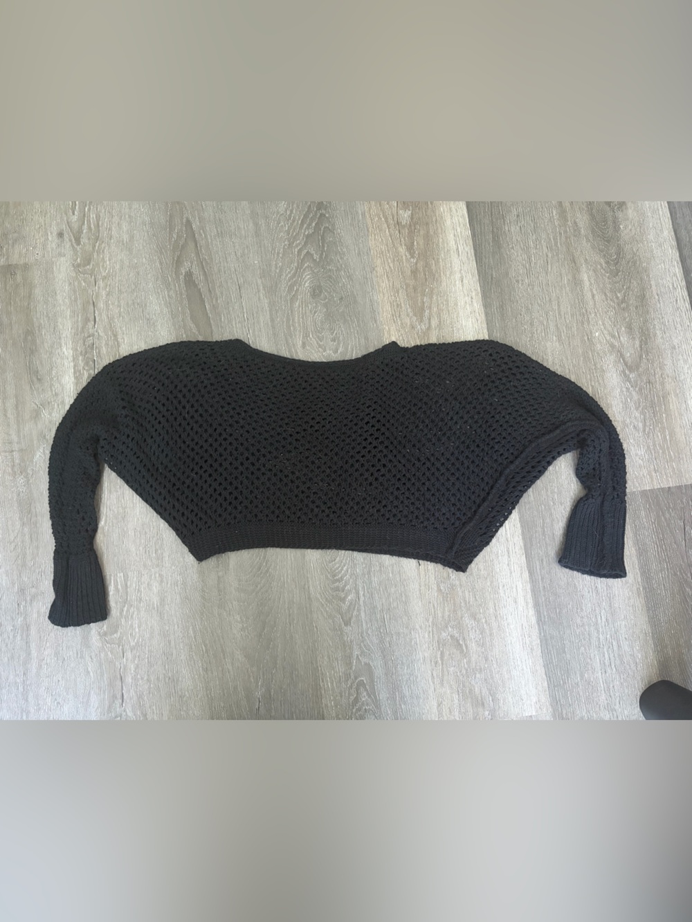 Black Open-Knit Women's Cropped Sweater